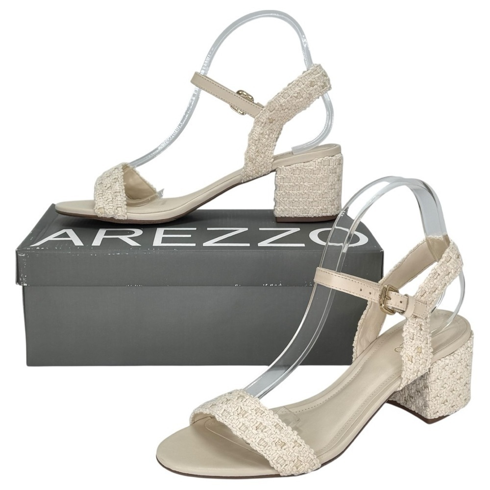 Arezzo Brynn Cream Crochet Womens Mid Heel Sandals Size 9.5M